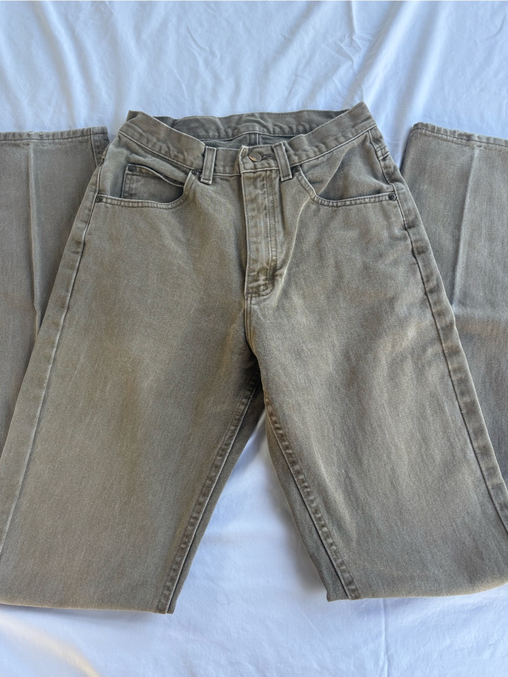 Vtg L.L.Bean Double L Classic Fit Jeans – Olive/Taupe Denim – Made in USA – 90s
